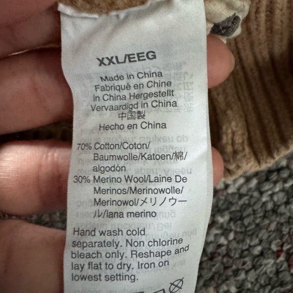 Madewell Tan Ribbed Crew Neck Cotton Wool Blend Baggy Sweater - Picture 8 of 9